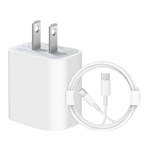 CARGADOR 2 PIEZAS 20W TIPO C A IPHONE PATA RECTA