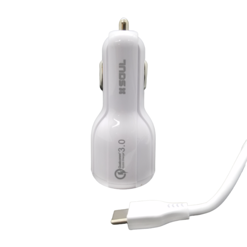 CARGADOR AUTO DOBLE USB TIPO C 3.0 AMP SOUL