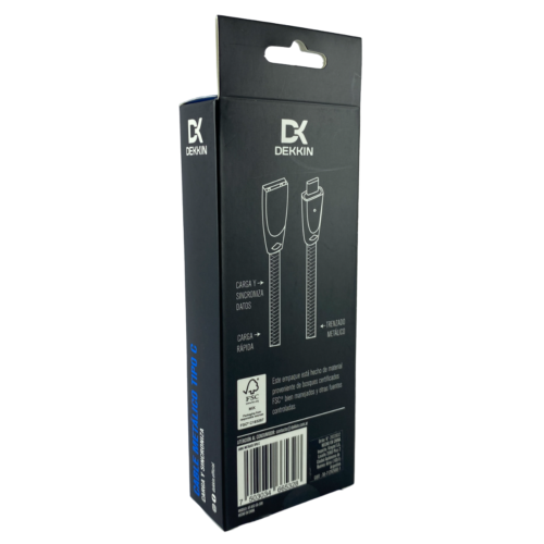 CABLE USB METÁLICO TIPO C 2.0 AMP DEKKIN - Imagen 3
