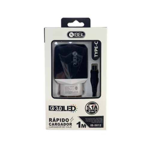 CARGADOR DE PARED 2 PIEZAS TIPO C 5.1 AMP IBEK