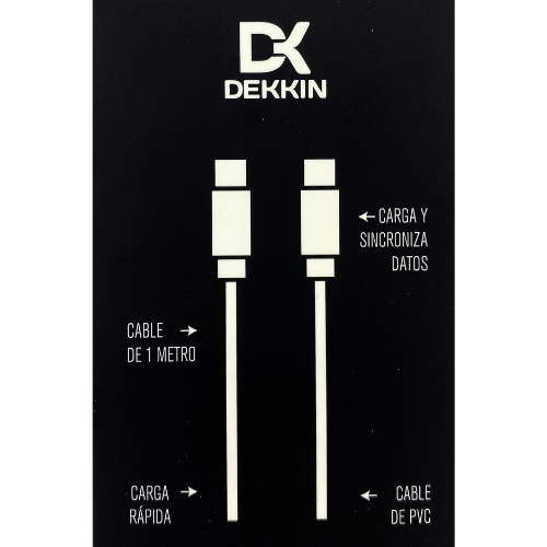 CABLE USB TIPO C A TIPO C 2.0 AMP DEKKIN - Imagen 3