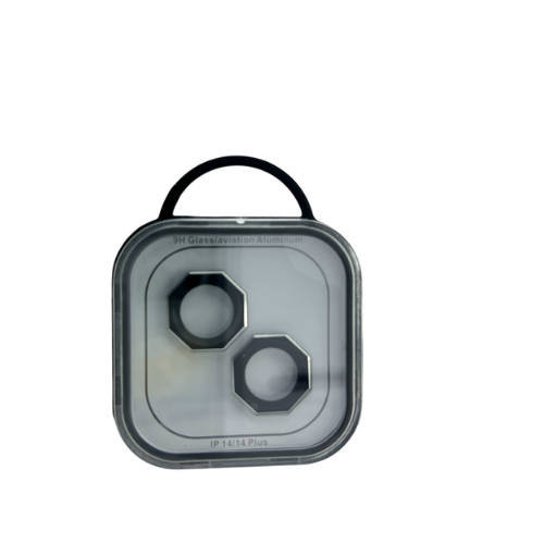 GLASS CAMARA TRASERA HEXAGONAL METALIZADO IPHONE 14/14 PLUS