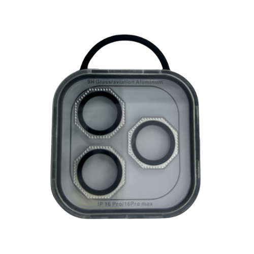 GLASS CAMARA TRASERA HEXAGONAL STRASS IPHONE 16 PRO/16 PRO MAX