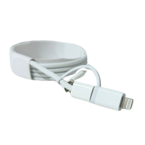CABLE USB TIPO C A TIPO C + LIGHTNING IPHONE CAJA BLANCA 1 MT