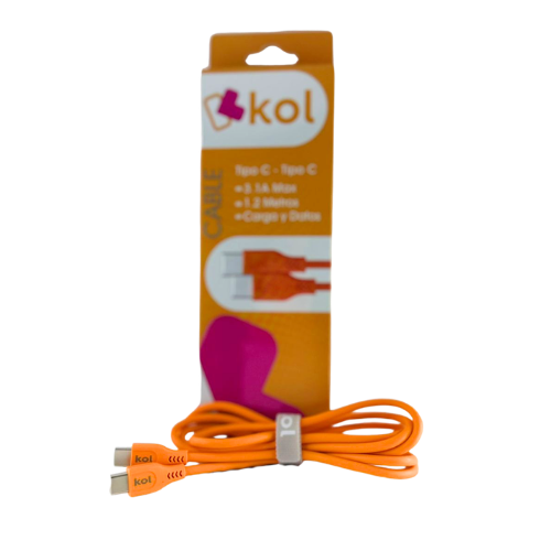 CABLE USB TIPO C A TIPO C 3.1 AMP KOL 1.20 MTS - Imagen 2