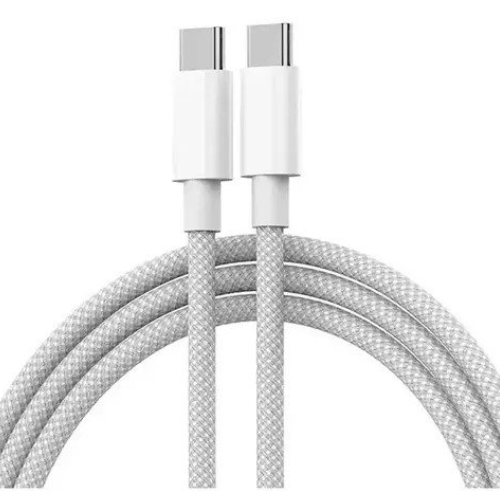 CABLE USB TIPO C A TIPO C IPHONE MALLADO CAJA BLANCA 2 MT